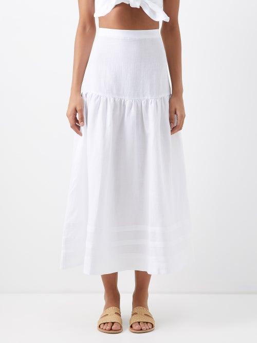 Casa Raki - Carmen Gauze Maxi Skirt - Womens - Optical White