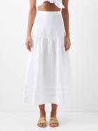 Casa Raki - Carmen Gauze Maxi Skirt - Womens - Optical White