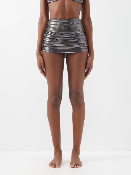 Norma Kamali - Bill Ruched High-rise Bikini Briefs - Womens - Dark Grey