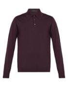 Matchesfashion.com Prada - Long Sleeved Wool Polo Shirt - Mens - Purple