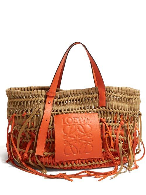 Matchesfashion.com Loewe - Anagram Woven Leather Tote Bag - Womens - Orange Multi