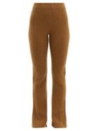 Matchesfashion.com The Elder Statesman - Rib Knitted Flared Cashmere Trousers - Womens - Beige