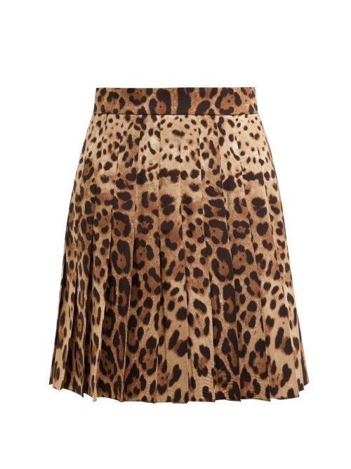 Matchesfashion.com Dolce & Gabbana - Leopard Print Wool Blend Pleated Skirt - Womens - Leopard