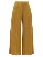 Matchesfashion.com Pleats Please Issey Miyake - High-rise Technical-pleated Wide-leg Trousers - Womens - Dark Yellow