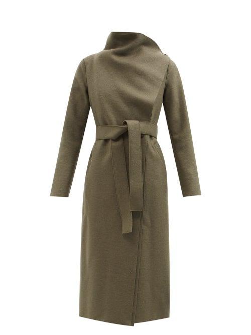 Harris Wharf London - Volcano Belted Pressed-wool Coat - Womens - Dark Khaki