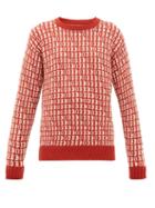 Matchesfashion.com Bode - Signature Logo Jacquard Wool Sweater - Womens - Red