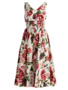 Dolce & Gabbana Rose And Peony-print Cotton Poplin Dress