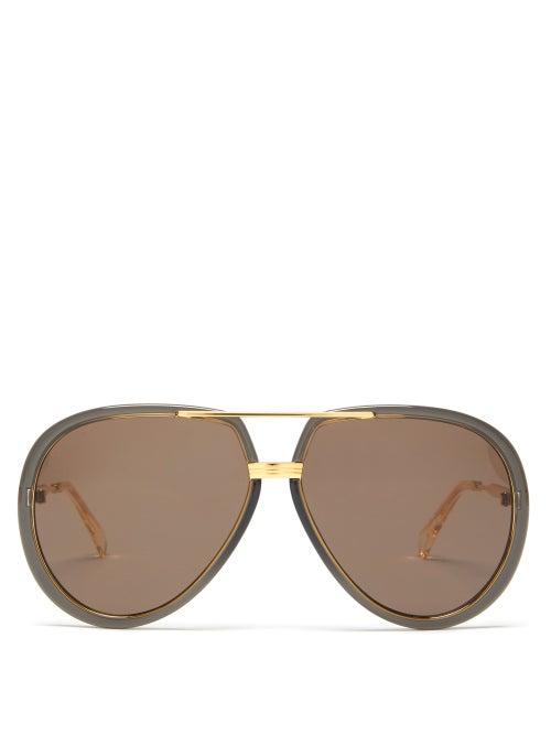 Matchesfashion.com Gucci - Aviator Metal Sunglasses - Mens - Brown Gold