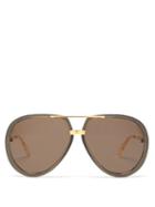 Matchesfashion.com Gucci - Aviator Metal Sunglasses - Mens - Brown Gold
