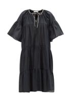 Merlette - Nes Tiered Cotton-voile Dress - Womens - Black