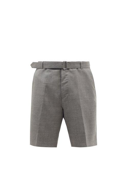 Officine Gnrale - Georges Belted Wool-fresco Shorts - Mens - Light Grey
