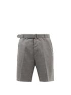 Officine Gnrale - Georges Belted Wool-fresco Shorts - Mens - Light Grey