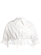 Matchesfashion.com Carolina Herrera - Cropped Cotton Blend Poplin Shirt - Womens - White
