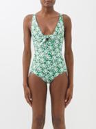 Borgo De Nor - X Talia Collins Floral-print Swimsuit - Womens - Green Print
