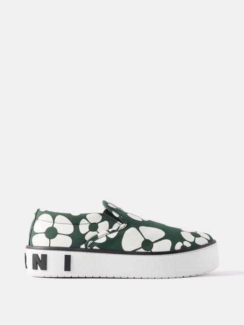 Marni X Carhartt - X Carhartt Wip Floral-print Canvas Trainers - Mens - Green White
