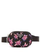 Matchesfashion.com Prada - Heart Print Nylon Belt Bag - Womens - Black Pink