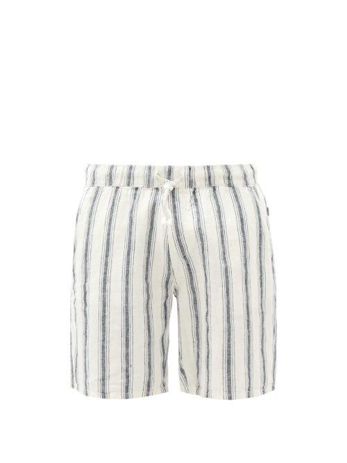 Matchesfashion.com Onia - Noah Striped Linen Shorts - Mens - Navy Multi