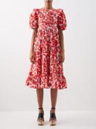 Batsheva - X Laura Ashley May Floral-print Cotton Dress - Womens - Red White