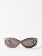 Port Tanger - Summa Thick Oval-frame Acetate Sunglasses - Womens - Dark Olive