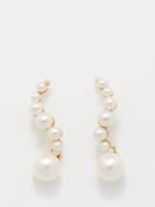 Mateo - Curve Pearl & 14kt Gold Drop Earrings - Womens - Pearl