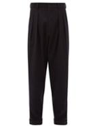 Matchesfashion.com Giorgio Armani - Tapered Double Pleated Virgin Wool Trousers - Mens - Navy