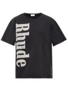 Matchesfashion.com Rhude - Logo Print Cotton T Shirt - Mens - Black