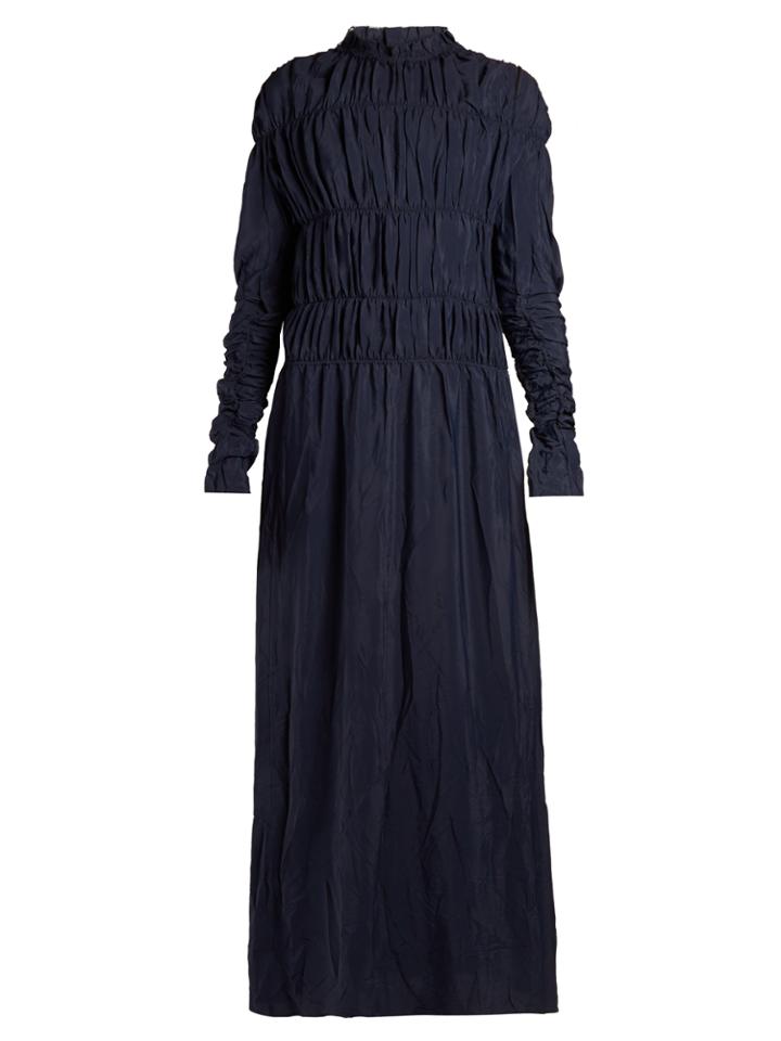 Marni Smocked Long-sleeved Maxi Dress