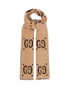 Mens Accessories Gucci - Gg-jacquard Wool-blend Scarf - Mens - Beige