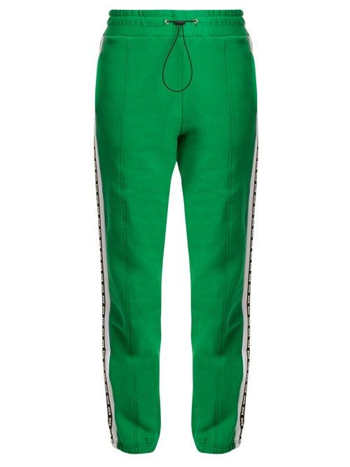 Matchesfashion.com Msgm - Logo Print Cotton Track Pants - Womens - Green