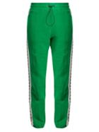 Matchesfashion.com Msgm - Logo Print Cotton Track Pants - Womens - Green