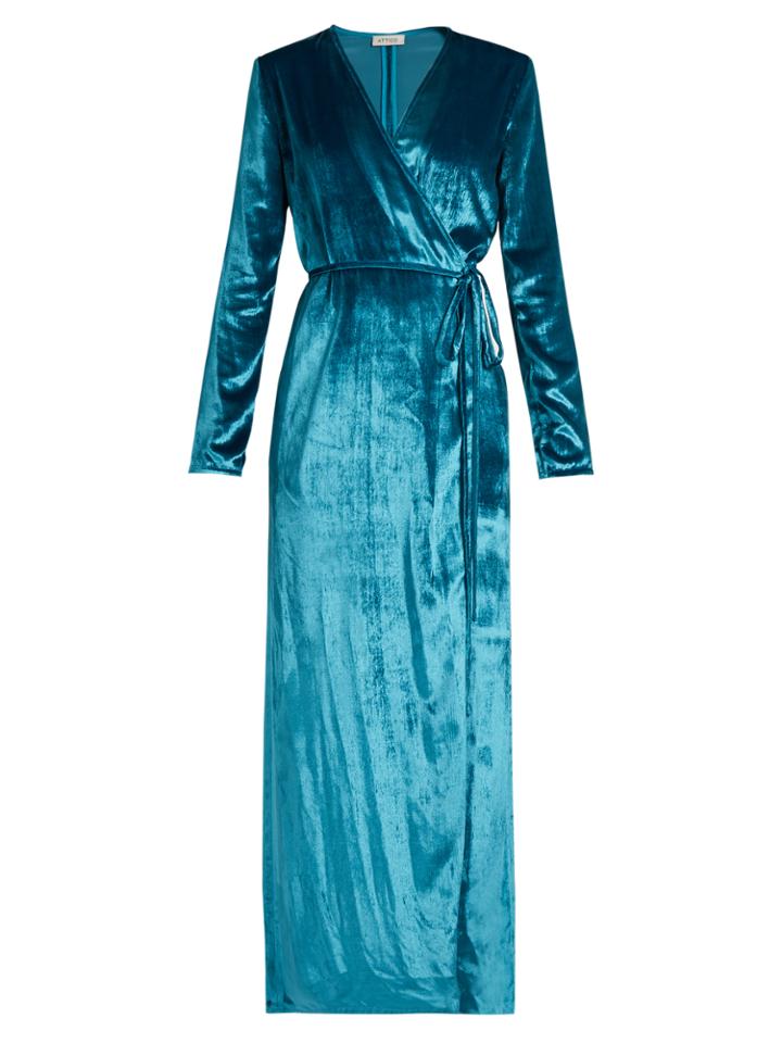 Attico Racquel Velvet Wrap Dress