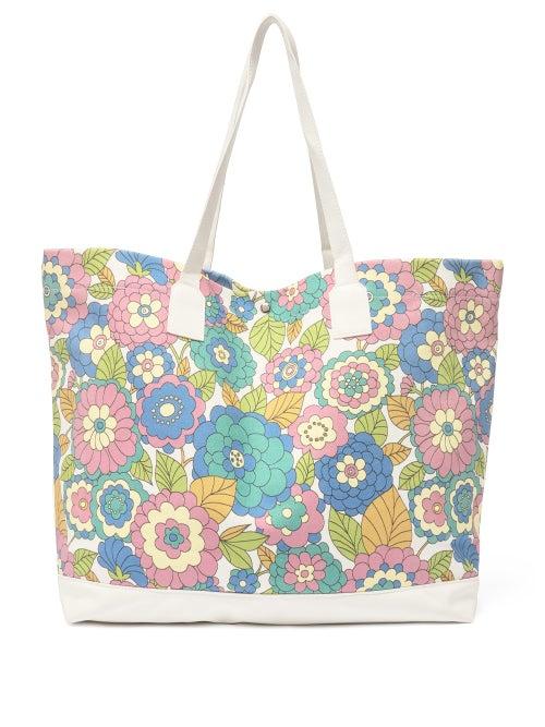 Matchesfashion.com Dodo Bar Or - Litta Floral-print Canvas Tote Bag - Womens - Blue Multi