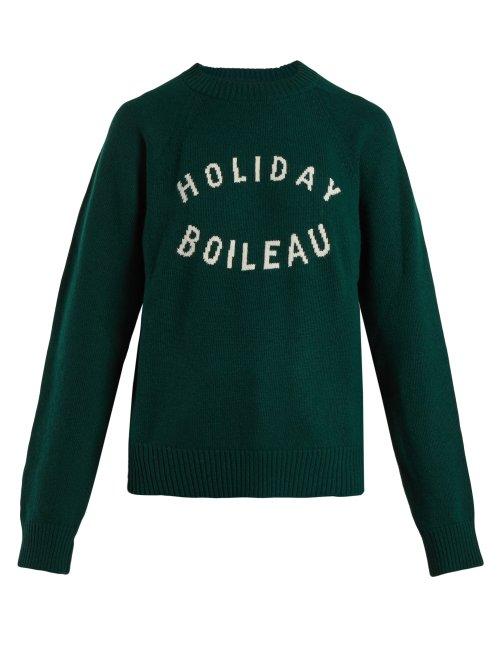 Matchesfashion.com Holiday Boileau - Logo Intarsia Wool Sweater - Womens - Green