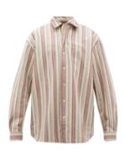 Matchesfashion.com Y/project - Twisted Placket Striped Wool Blend Twill Shirt - Mens - Beige Stripe