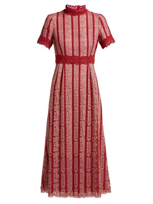 Matchesfashion.com Luisa Beccaria - Lace Cotton Blend Dress - Womens - Pink Multi