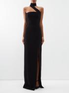 Monot - Asymmetric Side-slit Crepe Gown - Womens - Black