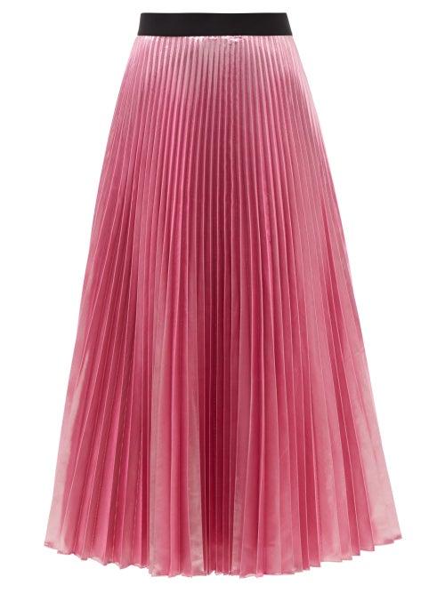 Christopher Kane - Pleated Lam Midi Skirt - Womens - Light Pink