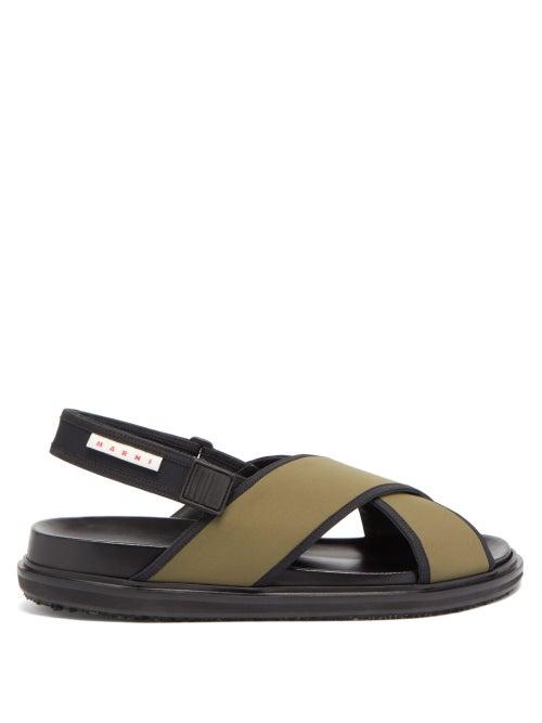 Mens Shoes Marni - Fussbett Neoprene Sandals - Mens - Olive Green