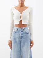 Jacquemus - Alzou Mohair-blend Cropped Cardigan - Womens - Off White