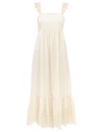 Matchesfashion.com Apiece Apart - Quince Broderie Anglaise Cotton Maxi Dress - Womens - Cream