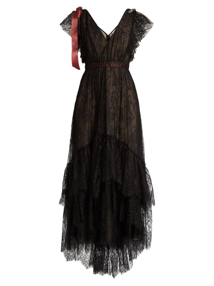 Erdem Perry Embellished Floral-embroidered Tulle Gown