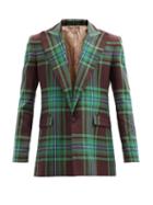 Matchesfashion.com Charles Jeffrey Loverboy - Peak-lapel Single-breasted Checked Cotton Jacket - Mens - Green Multi