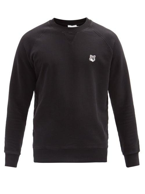 Mens Rtw Maison Kitsun - Fox Head-patch Cotton-jersey Sweatshirt - Mens - Black