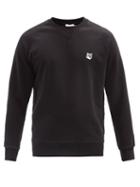 Mens Rtw Maison Kitsun - Fox Head-patch Cotton-jersey Sweatshirt - Mens - Black