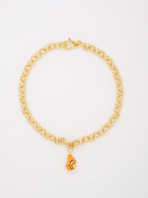 Joolz By Martha Calvo - Smiles All Around 14kt Gold-plated Pearl Necklace - Womens - Orange Multi