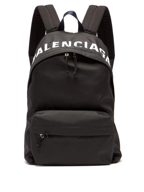Matchesfashion.com Balenciaga - Wheel Logo Embroidered Backpack - Mens - Black