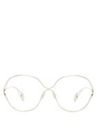 Matchesfashion.com Gucci - Round Frame Metal And Faux Pearl Glasses - Womens - Gold
