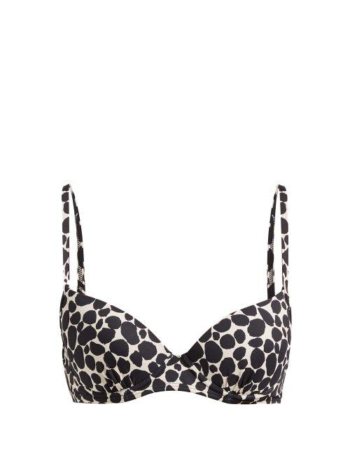 Matchesfashion.com Max Mara Beachwear - Lagge Dot Ptrint Bikini Top - Womens - Black Print