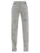 Vetements - Scribble-print High-rise Wool-blend Trousers - Womens - Grey Multi