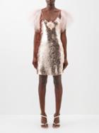 Rodarte - Floral-appliqu Sequinned Mini Dress & Bolero - Womens - Pink